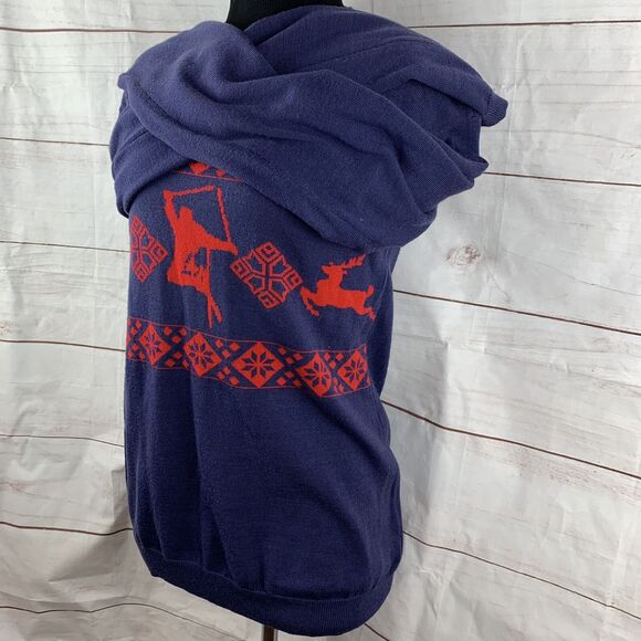 Core Concepts Merino Wool Sweater Pullover Small Red Navy Graphic Ski Deer Geo - Picture 7 of 16